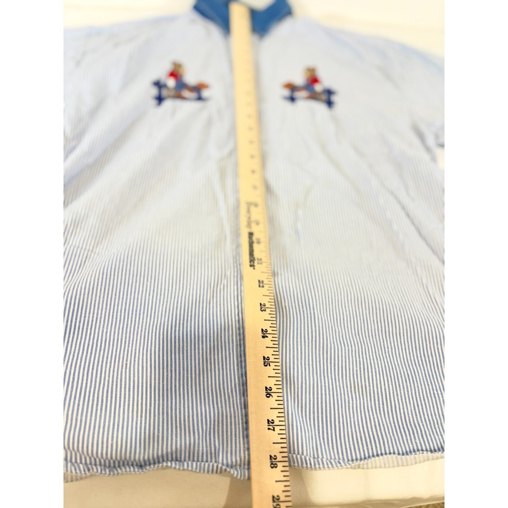 VTG Xquizzit Cowboy Denim Striped Shirt Teddy Bear Americana Size L Button Up - Picture 5 of 6